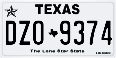 TX license plate DZO9374
