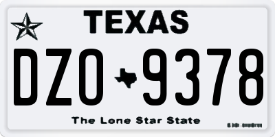 TX license plate DZO9378