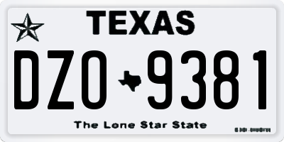 TX license plate DZO9381