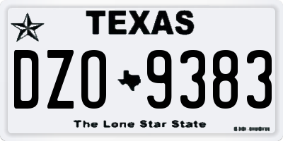 TX license plate DZO9383