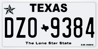 TX license plate DZO9384