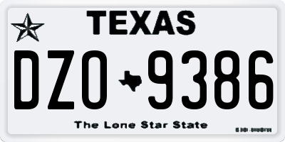 TX license plate DZO9386