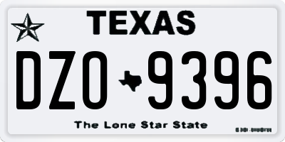 TX license plate DZO9396