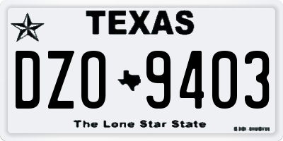TX license plate DZO9403