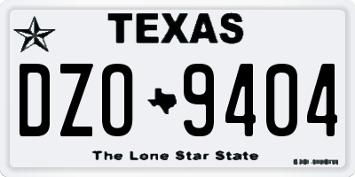 TX license plate DZO9404