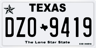 TX license plate DZO9419