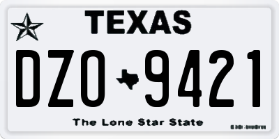 TX license plate DZO9421