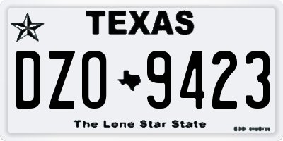 TX license plate DZO9423