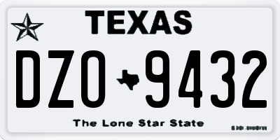 TX license plate DZO9432