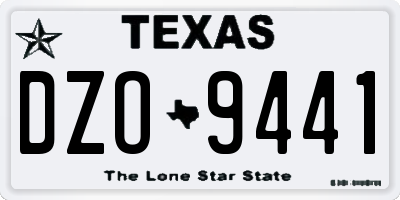 TX license plate DZO9441