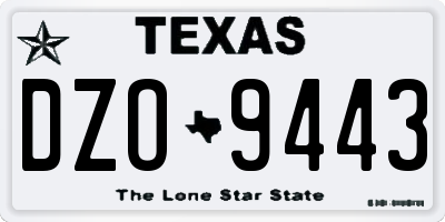 TX license plate DZO9443