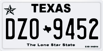 TX license plate DZO9452