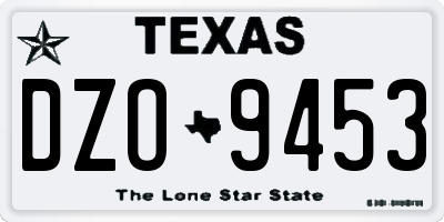 TX license plate DZO9453