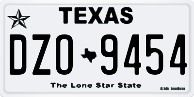 TX license plate DZO9454