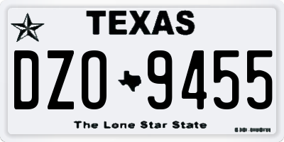 TX license plate DZO9455