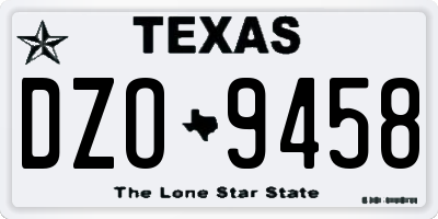 TX license plate DZO9458