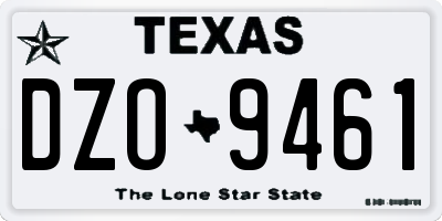 TX license plate DZO9461