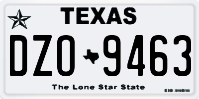 TX license plate DZO9463