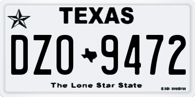 TX license plate DZO9472
