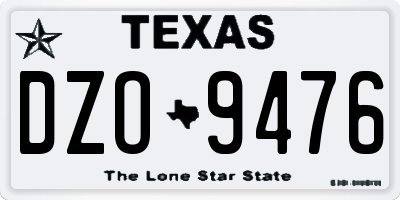 TX license plate DZO9476