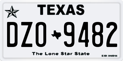 TX license plate DZO9482