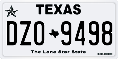 TX license plate DZO9498