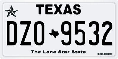 TX license plate DZO9532
