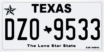 TX license plate DZO9533