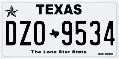 TX license plate DZO9534