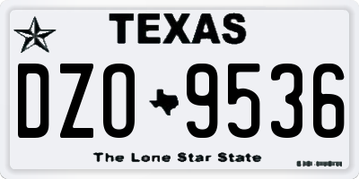 TX license plate DZO9536
