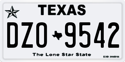 TX license plate DZO9542
