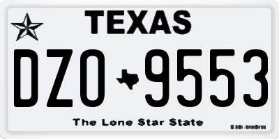 TX license plate DZO9553