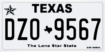 TX license plate DZO9567
