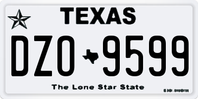 TX license plate DZO9599
