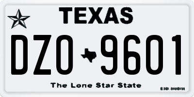 TX license plate DZO9601