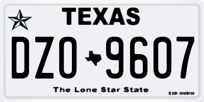 TX license plate DZO9607