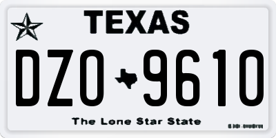 TX license plate DZO9610
