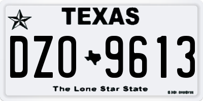 TX license plate DZO9613