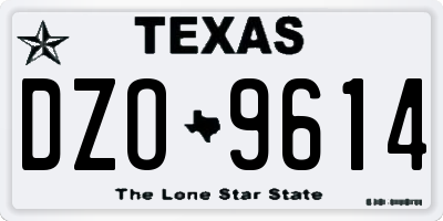 TX license plate DZO9614
