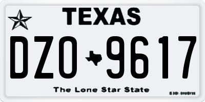 TX license plate DZO9617