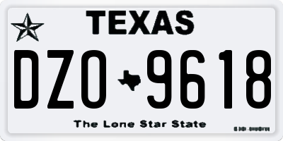 TX license plate DZO9618