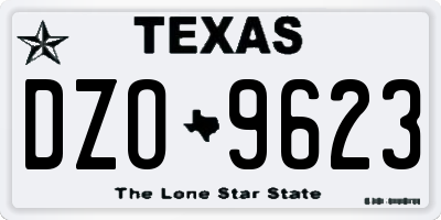 TX license plate DZO9623