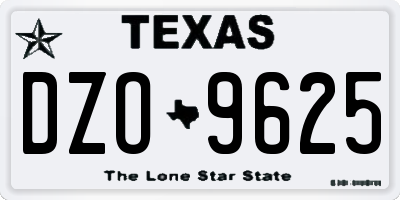 TX license plate DZO9625