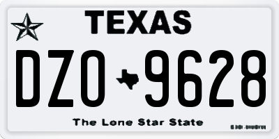 TX license plate DZO9628