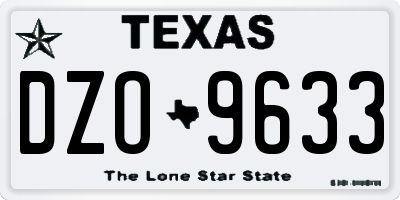 TX license plate DZO9633