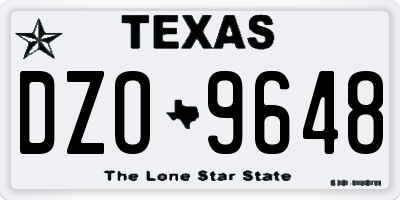 TX license plate DZO9648