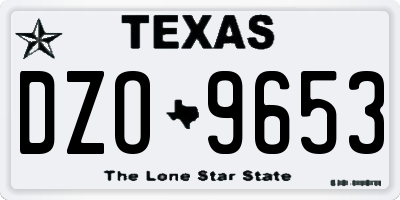 TX license plate DZO9653