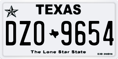 TX license plate DZO9654