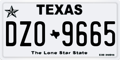 TX license plate DZO9665