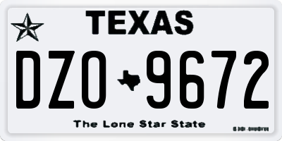 TX license plate DZO9672